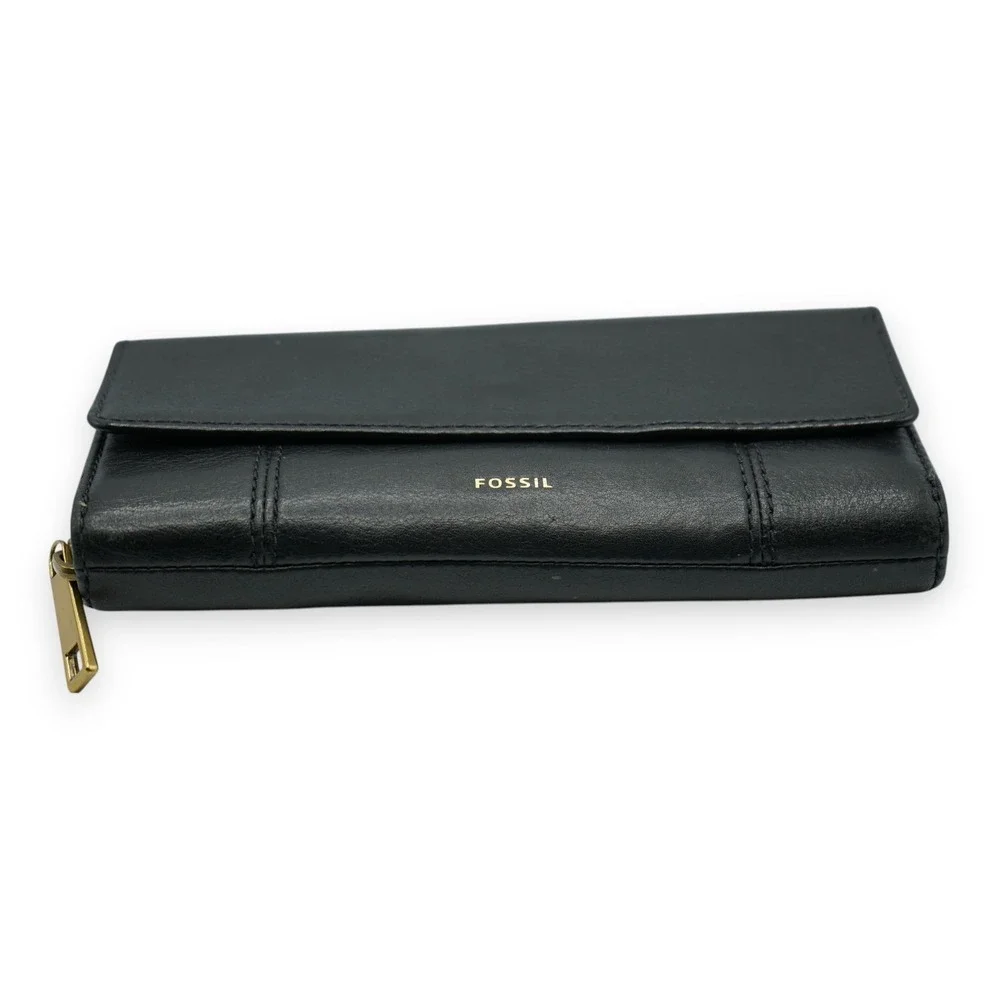 FOSSIL JORI FLAP CLUTCH Women's Black Leather Wallet  8
